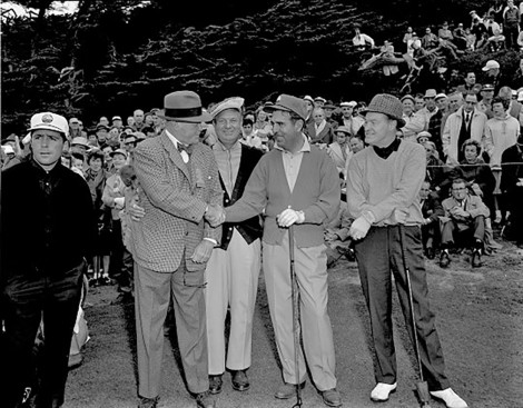 Gary Player, SFB Morse, Jimmy Demaret, Ernie Ford, Bob Hope at Crosby Jan 18,1962