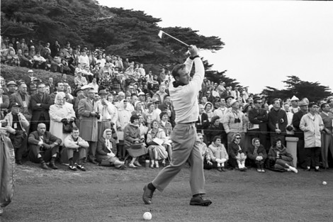 Arnold Palmer teeing off of 16th at Crosby 1962