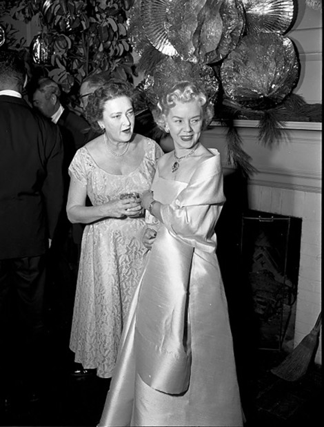 Mrs. SFB Morse (3rd wife) with unknown lady at New Year's Eve 1956