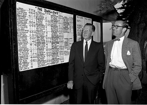 Swallows scoreboard, Cypress Point Society June 1958