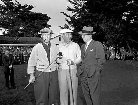 Bing Crosby, Ben Hogan and unknown man at 1956 Crosby